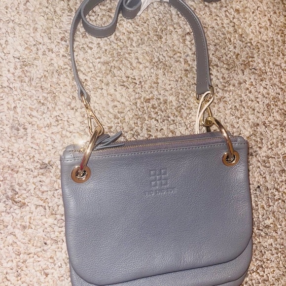 NWT Tic Tac Toe NWT Purse Interchangeable Handbags In Gray Leather W/ Gold - Picture 6 of 6